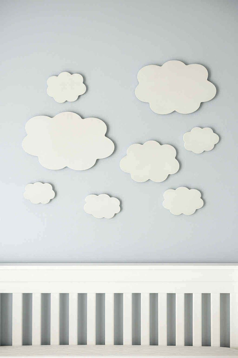 Cloud Wall Decals, Set of 7 Fluffy Clouds, Wood Clouds for Nursery Classroom or Playroom, Great for boho bedroom decor