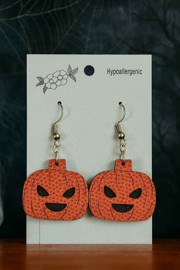 Jack-o'-Lantern Pumpkin Earrings - 1" with Textured Detail - Hypoallergenic Lightweight