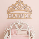 Personalized Wooden Princess Tiara Name Cutout – Custom Fairytale Wall Decor | Multiple Sizes Available