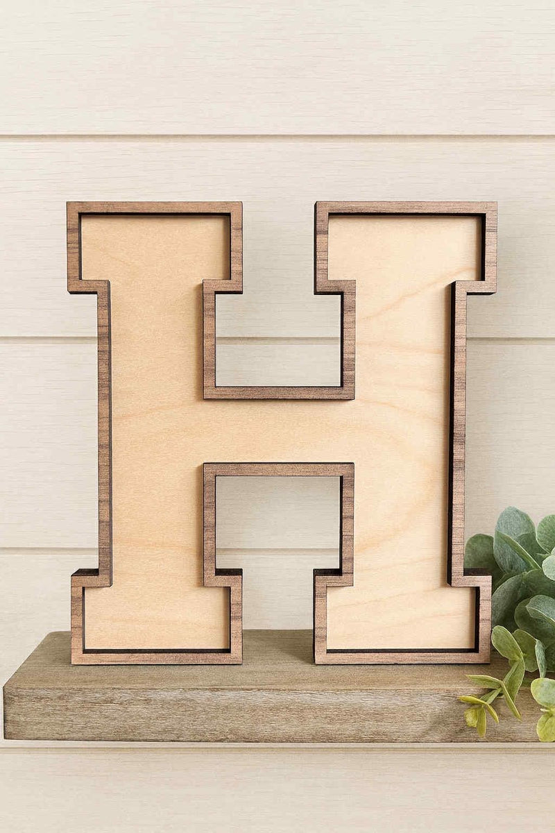 Custom 2-Layer Wooden Letter – Personalized Wall Art or Shelf Display | Multiple Sizes & Wood Combos