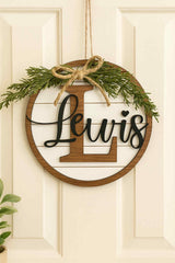 Personalized Monogram Wood Layered Sign – 3D Family Name Round – Rustic Farmhouse Decor – With or Without Greenery & Bow – Multiple Sizes