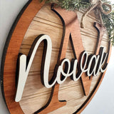 Personalized Monogram Wood Layered Sign – 3D Family Name Round – Rustic Farmhouse Decor – With or Without Greenery & Bow – Multiple Sizes