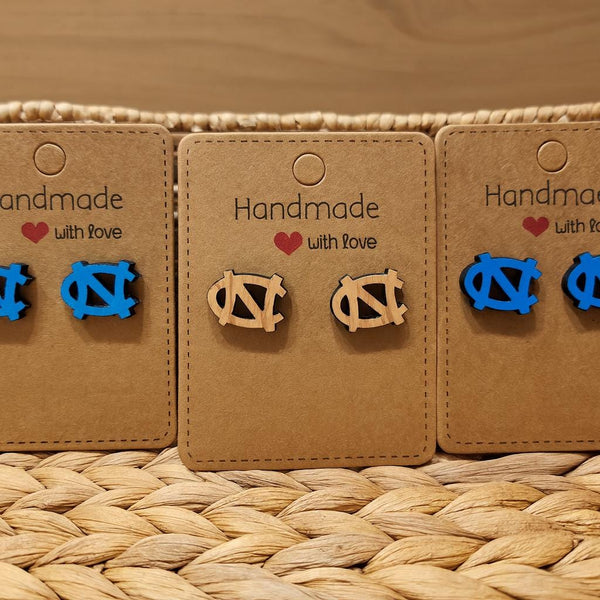 UNC Tar Heels Stud Earrings | Lightweight Wood  | Carolina Blue North Carolina