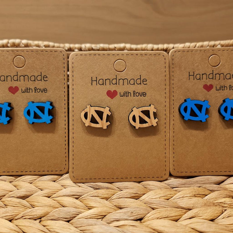 UNC Tar Heels Stud Earrings | Lightweight Wood  | Carolina Blue North Carolina