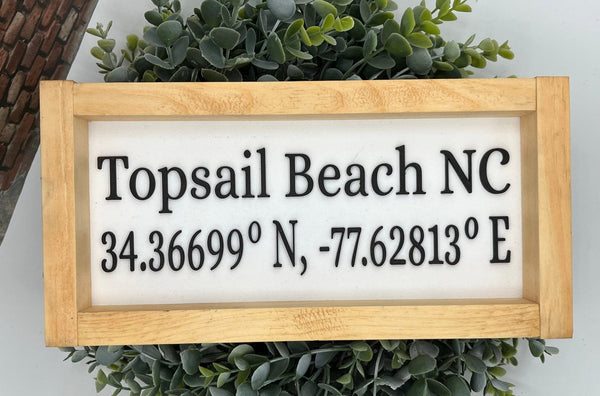 Location gps coordinates farmhouse boho wood sign handmade compass wedding gift town city honeymoon 6x12" - Moonshineandglitter