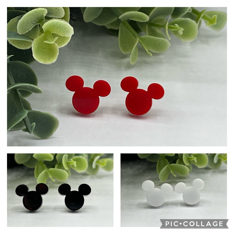 Mickey Mouse Disney acrylic stud earrings mouse head red black white gift for her vacation disney world - Moonshineandglitter