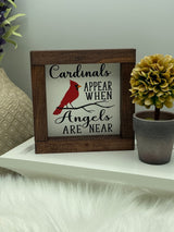 Mini wood sign In memory of, Cardinal Appears when angels are near, loss mini wood sign - Moonshineandglitter