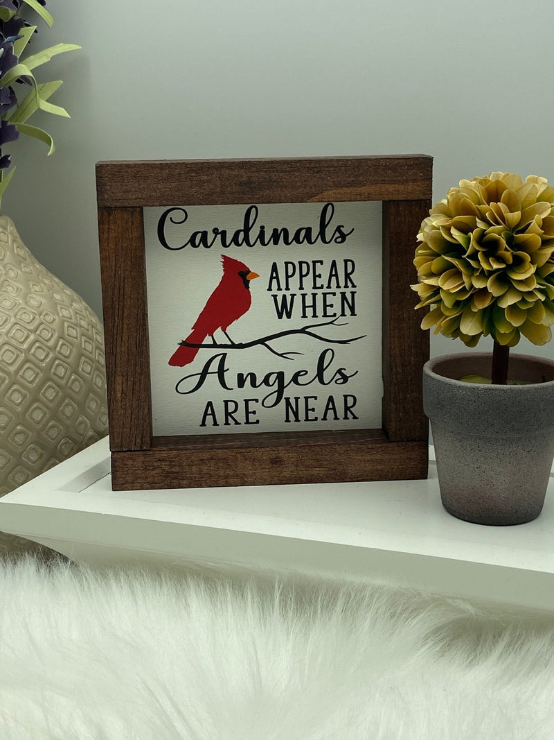 Mini wood sign In memory of, Cardinal Appears when angels are near, loss mini wood sign - Moonshineandglitter