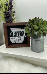 Mini wood sign tiered tray Pot head coffee pot mini wood sign - Moonshineandglitter