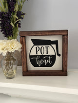 Mini wood sign tiered tray Pot head coffee pot mini wood sign - Moonshineandglitter