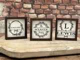 Miniature Custom engraved Family last name wood sign Farmhouse style Red mahogany frame Boho housewarming New home Newlyweds gift - Moonshineandglitter