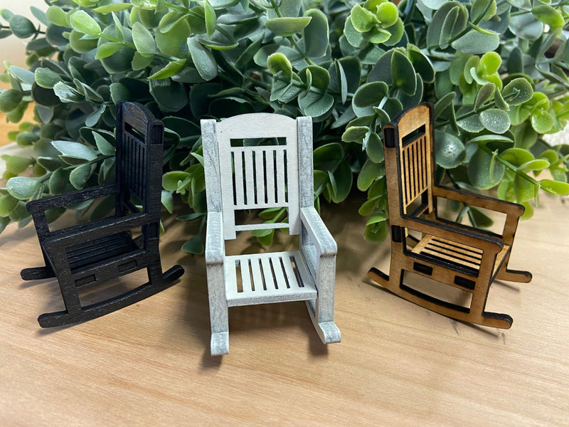 Miniature rocking chair tiered tray dollhouse decor - Moonshineandglitter