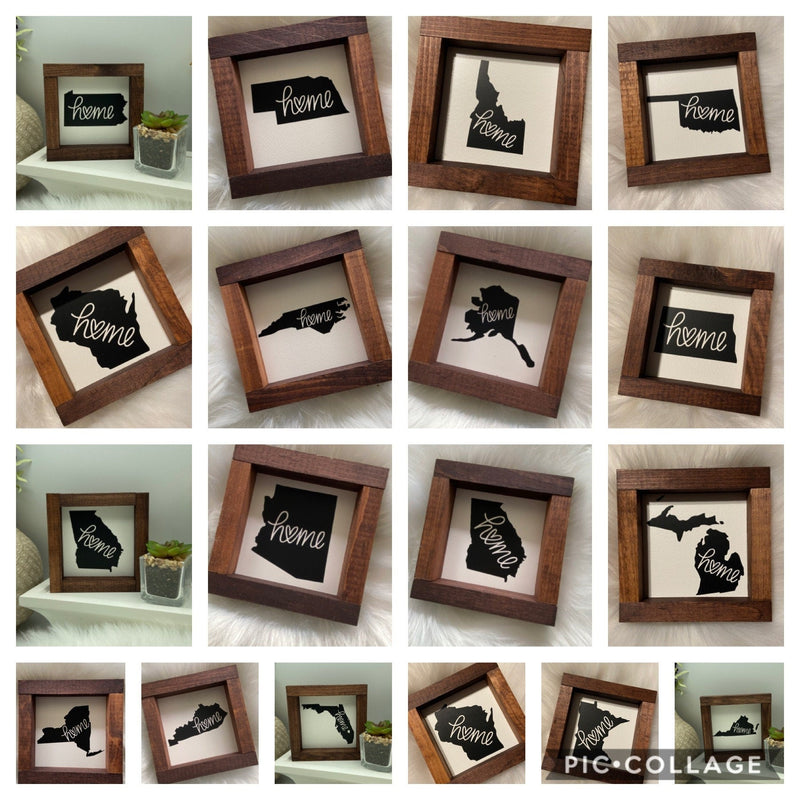 Miniature state home wood sign - Moonshineandglitter