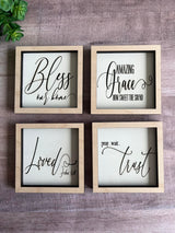 Miniature tiered tray wood signs 3x3 Christian addition spring Easter bible Jesus Amazing grace - Moonshineandglitter