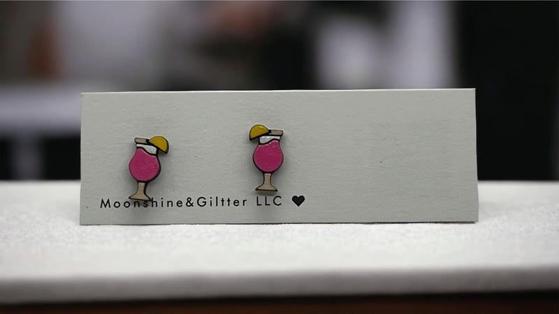 Mix Drink Bachelorette stud earrings Beach Vacation Ocean stud earrings fun jewelry - Moonshineandglitter