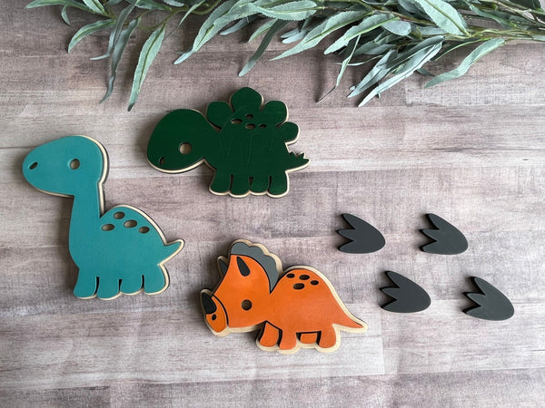 Nursery bedroom Dinosaurs 3d wood wall art decor automotive boys room son child playroom - Moonshineandglitter