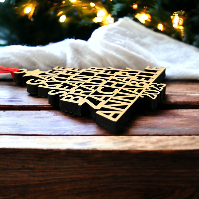 Personalized wood Christmas tree name ornament family customized laser cut gift - Moonshineandglitter