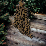 Personalized wood Christmas tree name ornament family customized laser cut gift - Moonshineandglitter