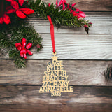 Personalized wood Christmas tree name ornament family customized laser cut gift - Moonshineandglitter