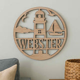 Personalized Wooden Lighthouse Name Cutout – Custom Beach House Wall Decor | Multiple Sizes Available - Moonshineandglitter