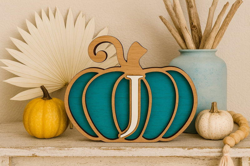 Personalized Wooden Monogram Pumpkin – Farmhouse Fall Decor coastal beach - Moonshineandglitter