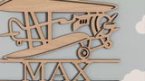 Personalized Wooden Airplane Name Cutout – Custom Nursery Wall Decor | Multiple Sizes Available