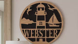 Personalized Wooden Lighthouse Name Cutout – Custom Beach House Wall Decor | Multiple Sizes Available