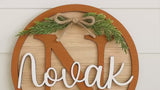 Personalized Monogram Wood Layered Sign – 3D Family Name Round – Rustic Farmhouse Decor – With or Without Greenery & Bow – Multiple Sizes