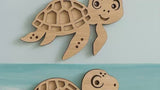 2-Layer Wooden Sea Turtle Wall Decor – Nursery & Kids Room | 12" or 18" | Custom Wood Top Layer