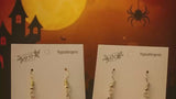 Halloween Skull & Pumpkin Teardrop Earrings – Spooky Dangle Earrings – Lightweight Acrylic