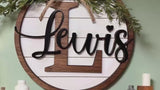 Personalized Monogram Wood Layered Sign – 3D Family Name Round – Rustic Farmhouse Decor – With or Without Greenery & Bow – Multiple Sizes