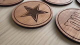 Custom Coaster Set, Personalized Coaster Set of 4 Round coasters, Housewarming Gift, Monogram Coasters Wedding Gift Sports Team