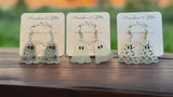 Glow in the Dark Halloween Spooky Ghost Earrings - 1" - Lightweight Acrylic, Hypoallergenic - 3 Styles: Bats, Solid, or Spiderwebs