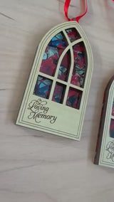 In Loving Memory Arched Window Ornament | 4" Cardinal Transparent Memorial Ornament | Customizable Name | Suncatcher