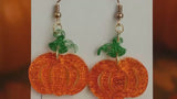 Pumpkin Earrings Glitter Fabric Acrylic  Halloween earrings  - 2 Piece, 1.25" - Eye-Catching Fashion Statement, Hypoallergenic, Lightweight