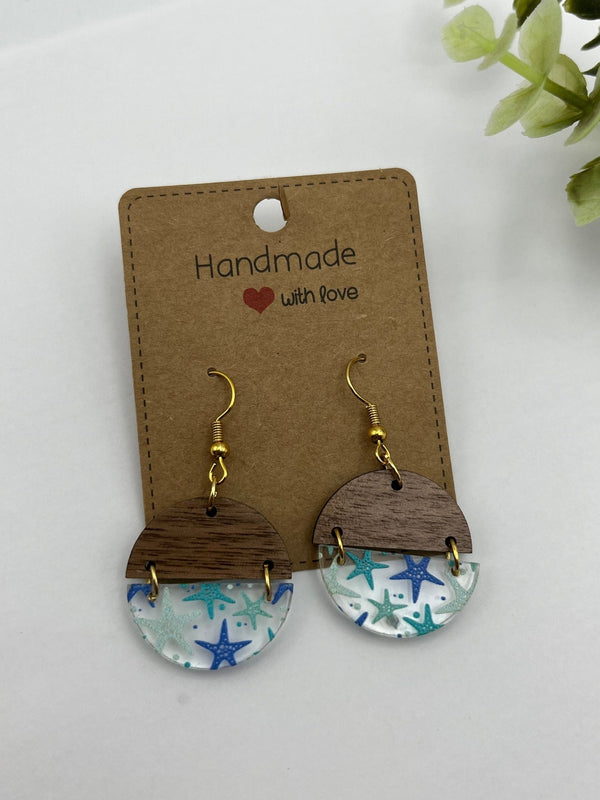 Starfish earrings acrylic earrings,starfish,beach jewelry,summer earrings, vacation dangles,starfish jewelry,island,cruise,gift for her - Moonshineandglitter