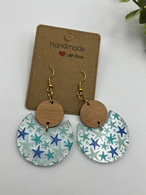 Starfish earrings acrylic earrings,starfish,beach jewelry,summer earrings, vacation dangles,starfish jewelry,island,cruise,gift for her - Moonshineandglitter
