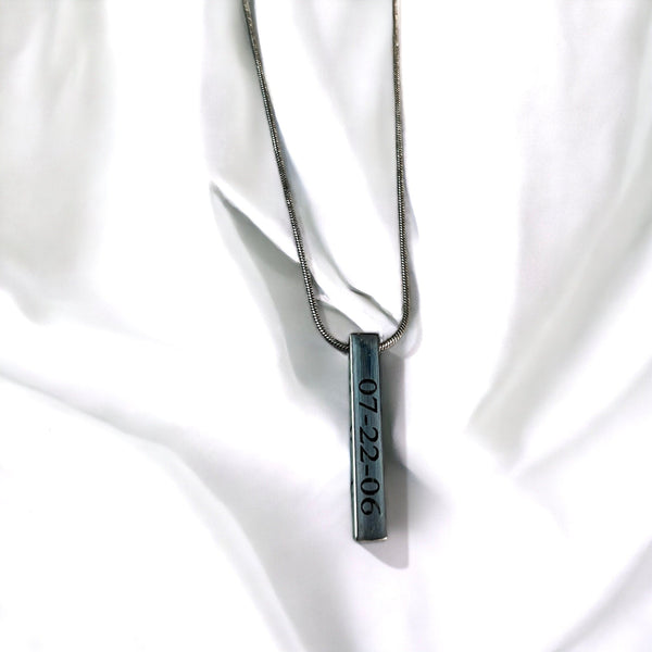 Sterling silver bar necklace customized engrave gift for her - Moonshineandglitter