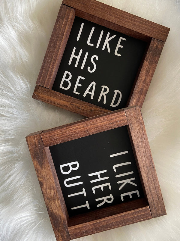 Tiered tray mini wood sign sets beard butt love - Moonshineandglitter