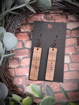 Walnut wood Faith earrings spiritual Easter spring style gift for her minimalist - Moonshineandglitter
