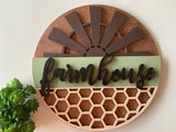 Wood round welcome home sign dog July America - Moonshineandglitter