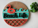 Wood round welcome home sign dog July America - Moonshineandglitter