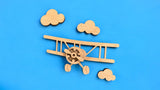 Wooden Nursery Airplane and Clouds Nursery Room Decor - Unfinished, Various Sizes Available front facing - Moonshineandglitter