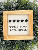 Would Poop here again 3d wood sign Farmhouse style Bathroom funny Pecan stain Boho housewarming New home Newlyweds gift home décor - Moonshineandglitter