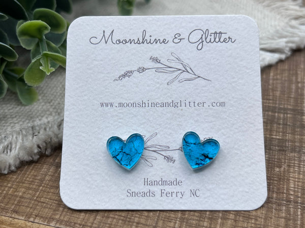 Turquoise heart stud earrings