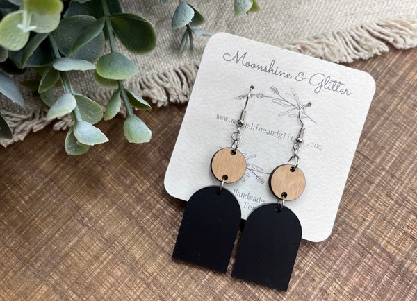 Matte black arch earrings