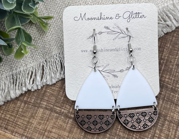 White split teardrop earrings