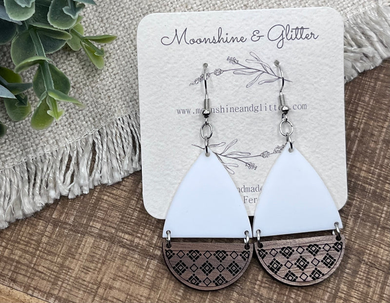 White split teardrop earrings