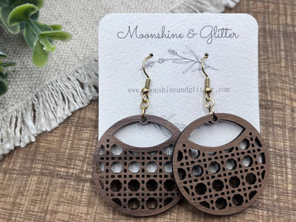 Walnut rattan earrings
