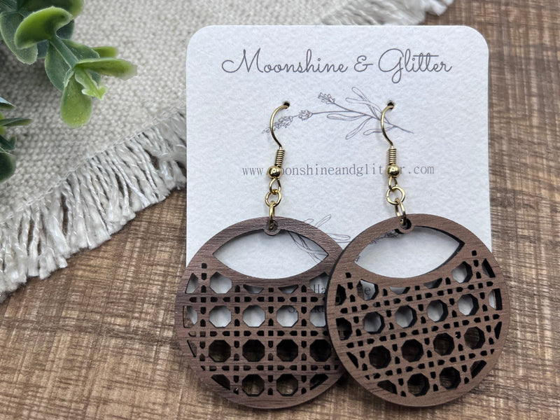 Walnut rattan earrings